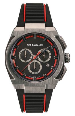 FERRAGAMO Supreme Chronograph Recycled Polyurethane Strap Watch