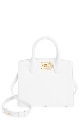 FERRAGAMO The Studio Box Leather Top Handle Bag in Optic White