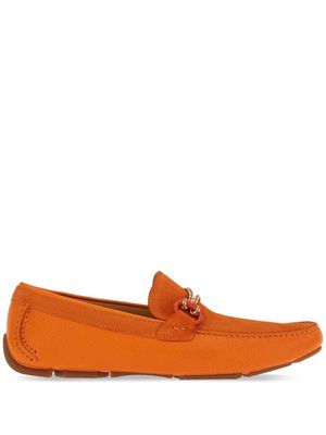 Ferragamo tie-detail suede loafers - Orange