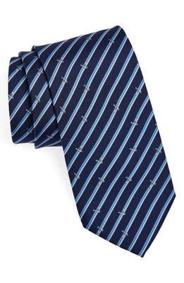 FERRAGAMO Tinta Painter Stripe Silk Tie in Navy