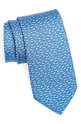 FERRAGAMO Tobia Print Silk Tie in Azzurro