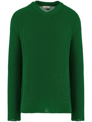 Ferragamo V-neck cotton-blend jumper - Green