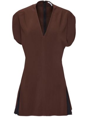 Ferragamo V-neck flared minidress - Brown