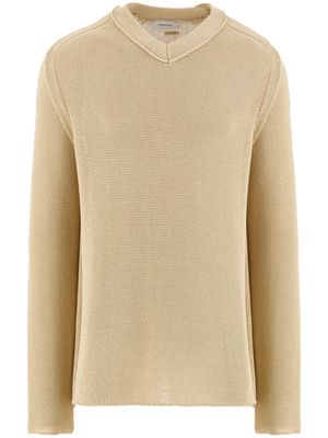 Ferragamo V-neck linen-blend jumper - Neutrals