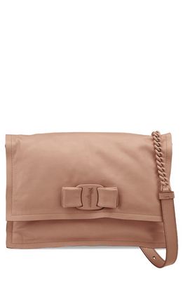 FERRAGAMO Viva Bow Puffy Leather Shoulder Bag in New Blush