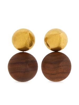Ferragamo wood-pendant clip-on earrings - Gold
