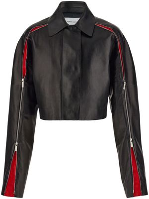 Ferragamo zip-detail leather cropped jacket - Black