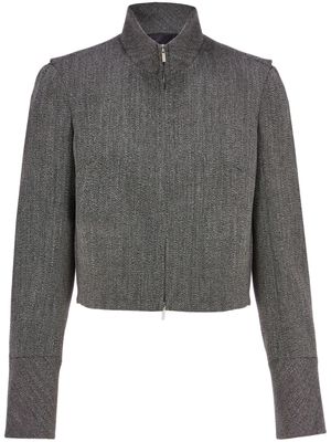 Ferragamo zip-up cropped tweed jacket - Grey