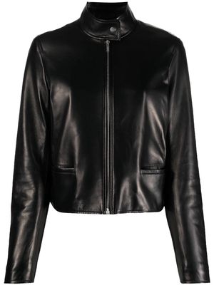 Ferragamo zip-up leather biker jacket - Black