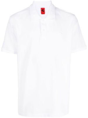 Ferrari button-down collar polo shirt - White