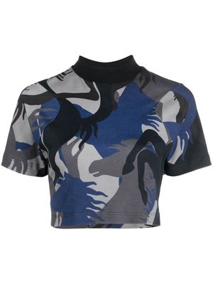 Ferrari camouflage-print cropped T-shirt - Blue