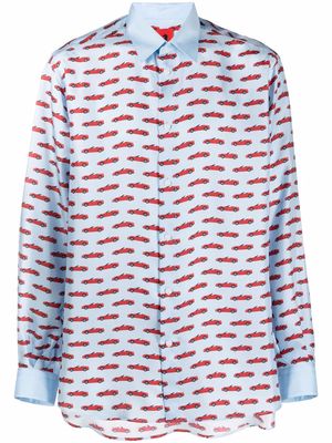 Ferrari car-print silk shirt - Blue