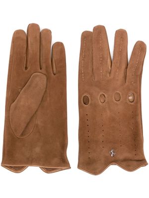 Ferrari cut out-detail lambskin gloves - Brown