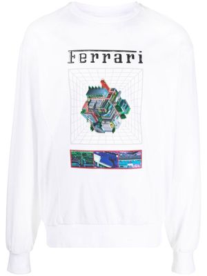 Ferrari graphic-print cotton sweatshirt - White