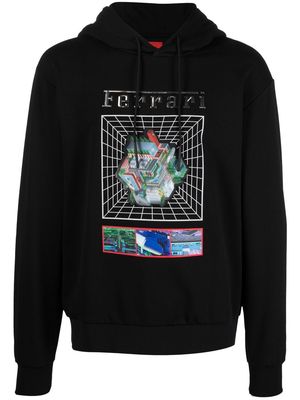 Ferrari graphic-print drawstring hoodie - Black
