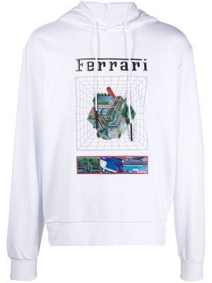 Ferrari graphic-print drawstring hoodie - White