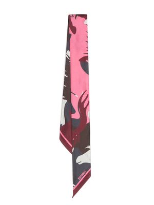 Ferrari graphic-print fringed-edge foulard - Pink
