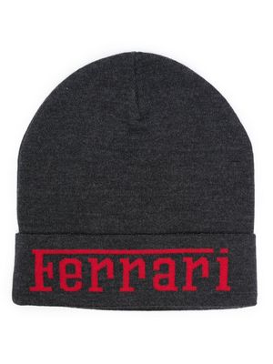 Ferrari intarsia knit-logo wool beanie - Grey