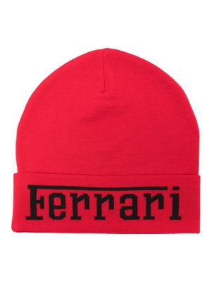 Ferrari intarsia-knit logo wool beanie - Red