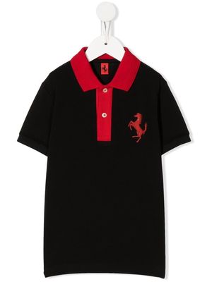 Ferrari Kids embossed-logo polo shirt - Black
