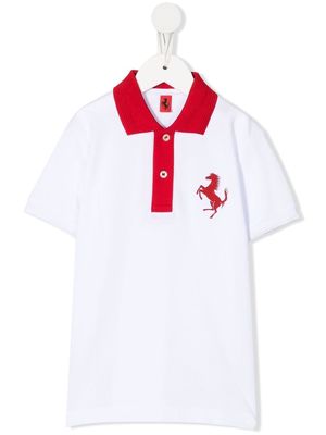 Ferrari Kids embossed-logo polo shirt - White