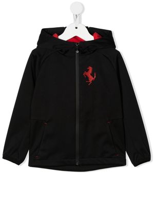 Ferrari Kids embossed-logo zip-up hoodie - Black