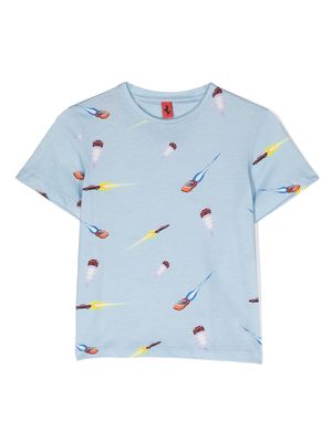 Ferrari Kids graphic-print cotton T-shirt - Blue