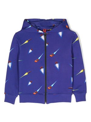 Ferrari Kids graphic-print zip-up hoodie - Blue