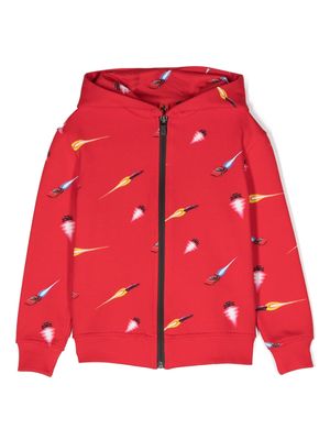 Ferrari Kids graphic-print zip-up hoodie - Red