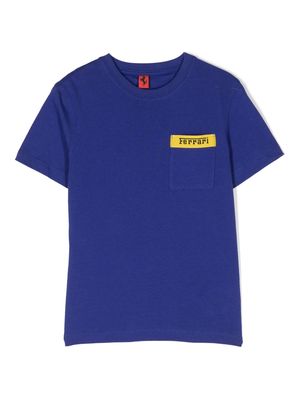 Ferrari Kids logo-print cotton T-shirt - Blue