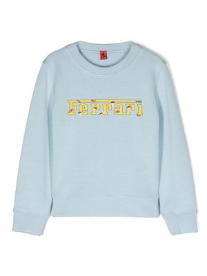 Ferrari Kids logo-print crew-neck sweatshirt - Blue