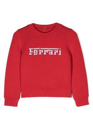 Ferrari Kids logo-print crew-neck sweatshirt - Red