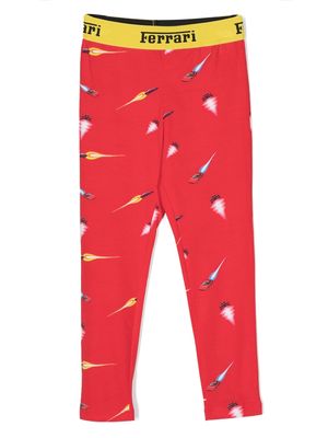 Ferrari Kids logo-waistband graphic-print leggings - Red