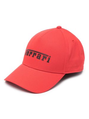 Ferrari logo-embossed cotton cap - Red