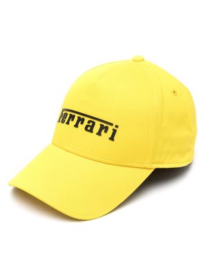 Ferrari logo-embossed cotton cap - Yellow