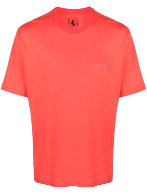Ferrari logo-embossed cotton T-shirt - Red