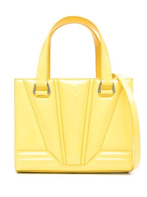 Ferrari logo-embossed patent-leather tote bag - Yellow