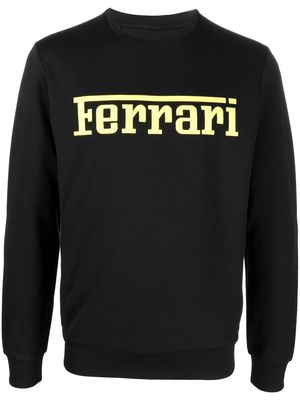 Ferrari logo-embroidered cotton sweatshirt - Black