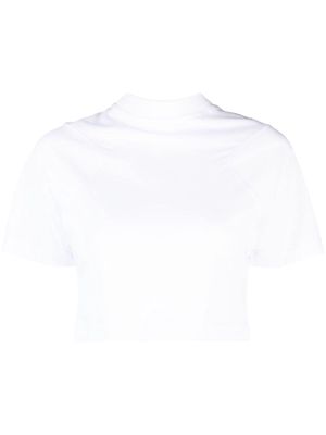 Ferrari logo-embroidered cropped T-shirt - White