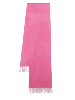 Ferrari logo-embroidered fringe-detailing scarf - Pink