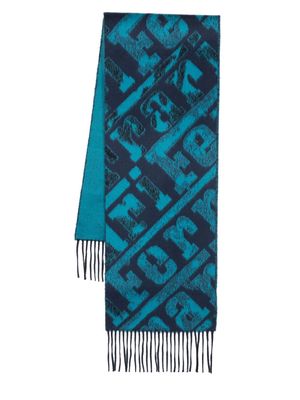 Ferrari logo intarsia-knit wool scarf - Blue
