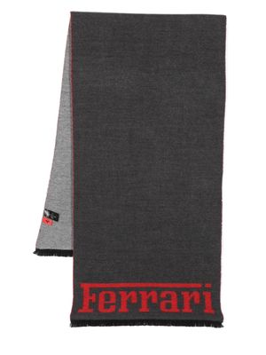 Ferrari logo intarsia-knit wool scarf - Grey