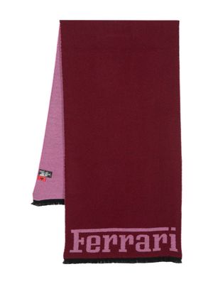 Ferrari logo intarsia-knit wool scarf - Red