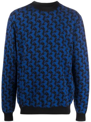 Ferrari logo jacquard motif sweater - Blue