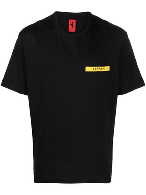 Ferrari logo-patch cotton T-shirt - Black
