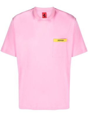 Ferrari logo-patch cotton T-shirt - Pink