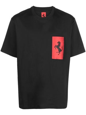 Ferrari logo-patch crew neck T-shirt - Black