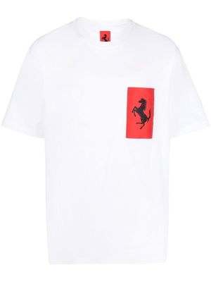 Ferrari logo-patch crew neck T-shirt - White