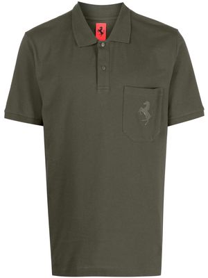 Ferrari logo-patch short-sleeved polo shirt - Green