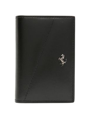 Ferrari logo-plaque bi-fold leather wallet - Black